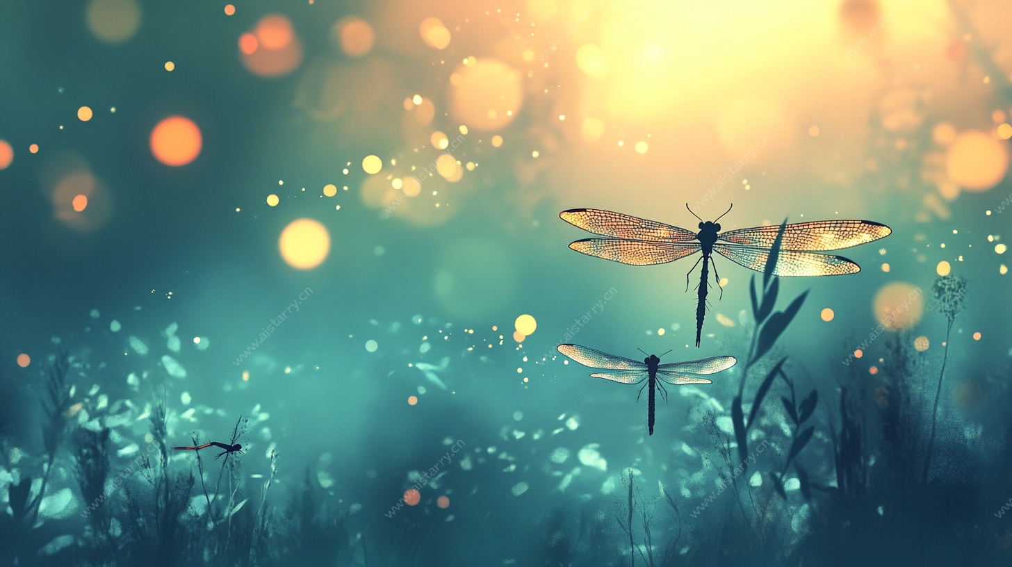 梦幻蜻蜓夜景图