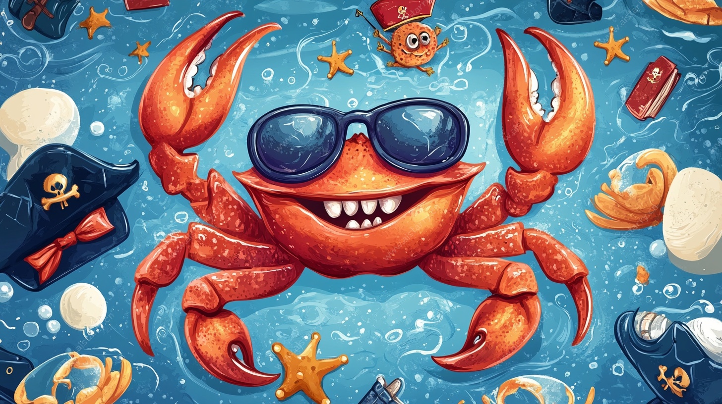 时尚螃蟹的海底派对