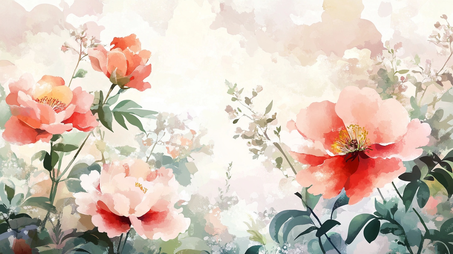 水彩绘就的柔美花卉世界