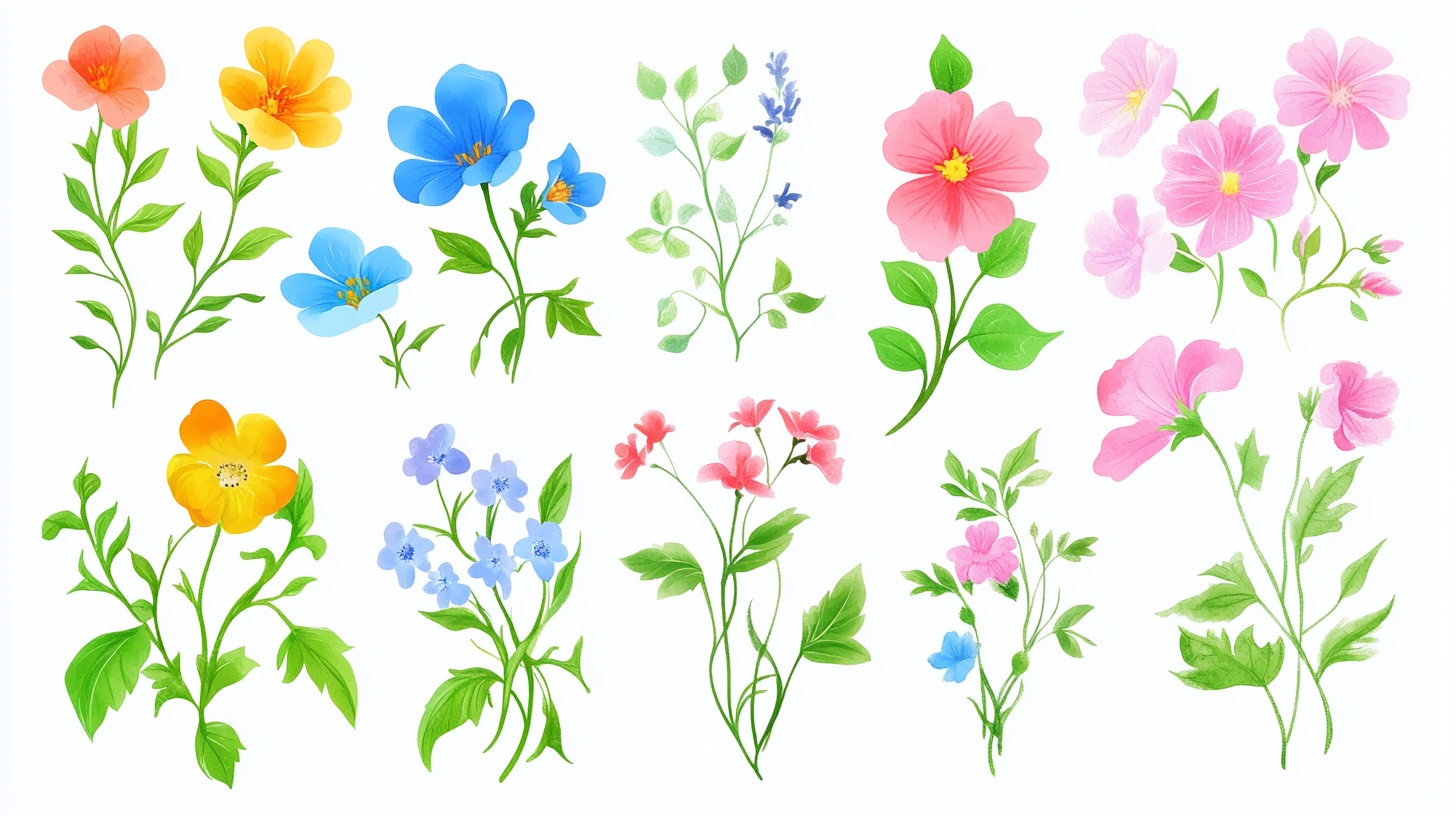 多彩手绘花卉素材集合