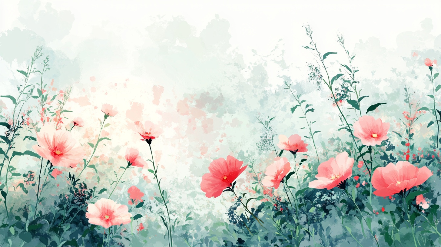 梦幻花卉水彩画场景