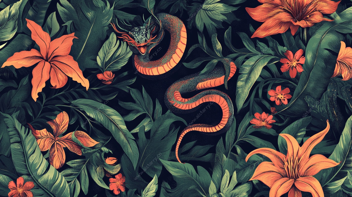 丛林中的神秘灵蛇插画