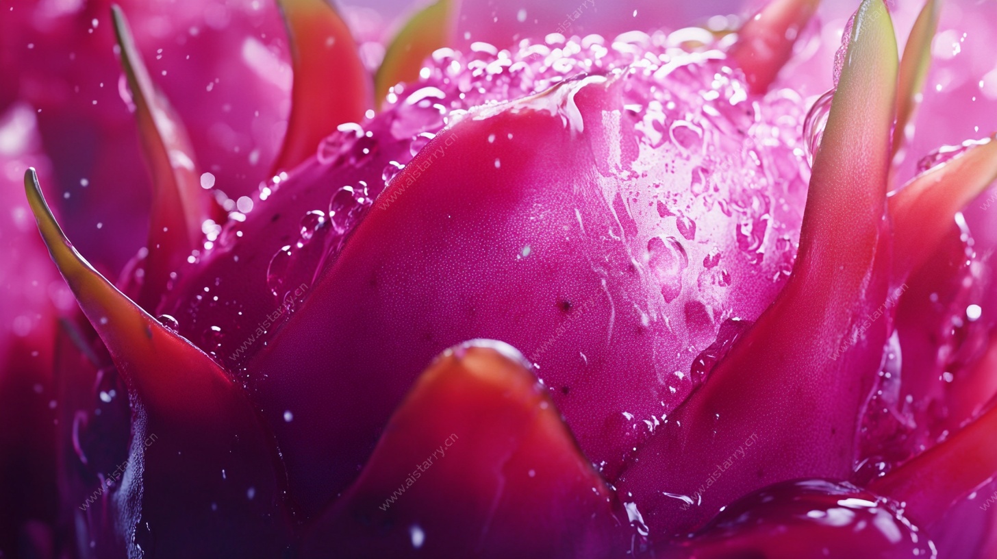 带水珠的新鲜火龙果