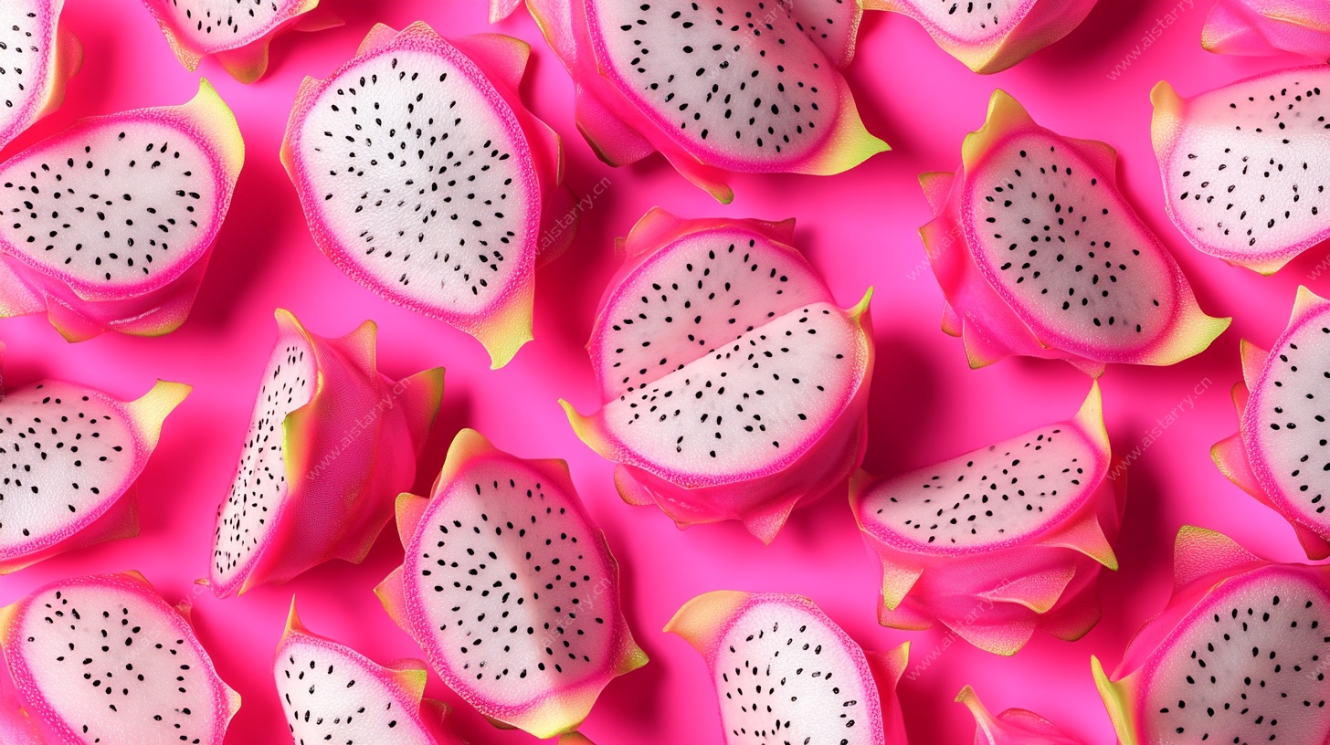 火龙果切片 艳丽水果背景