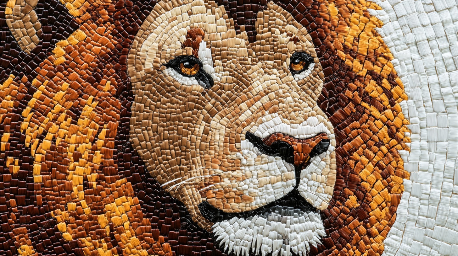 马赛克风格狮子肖像画