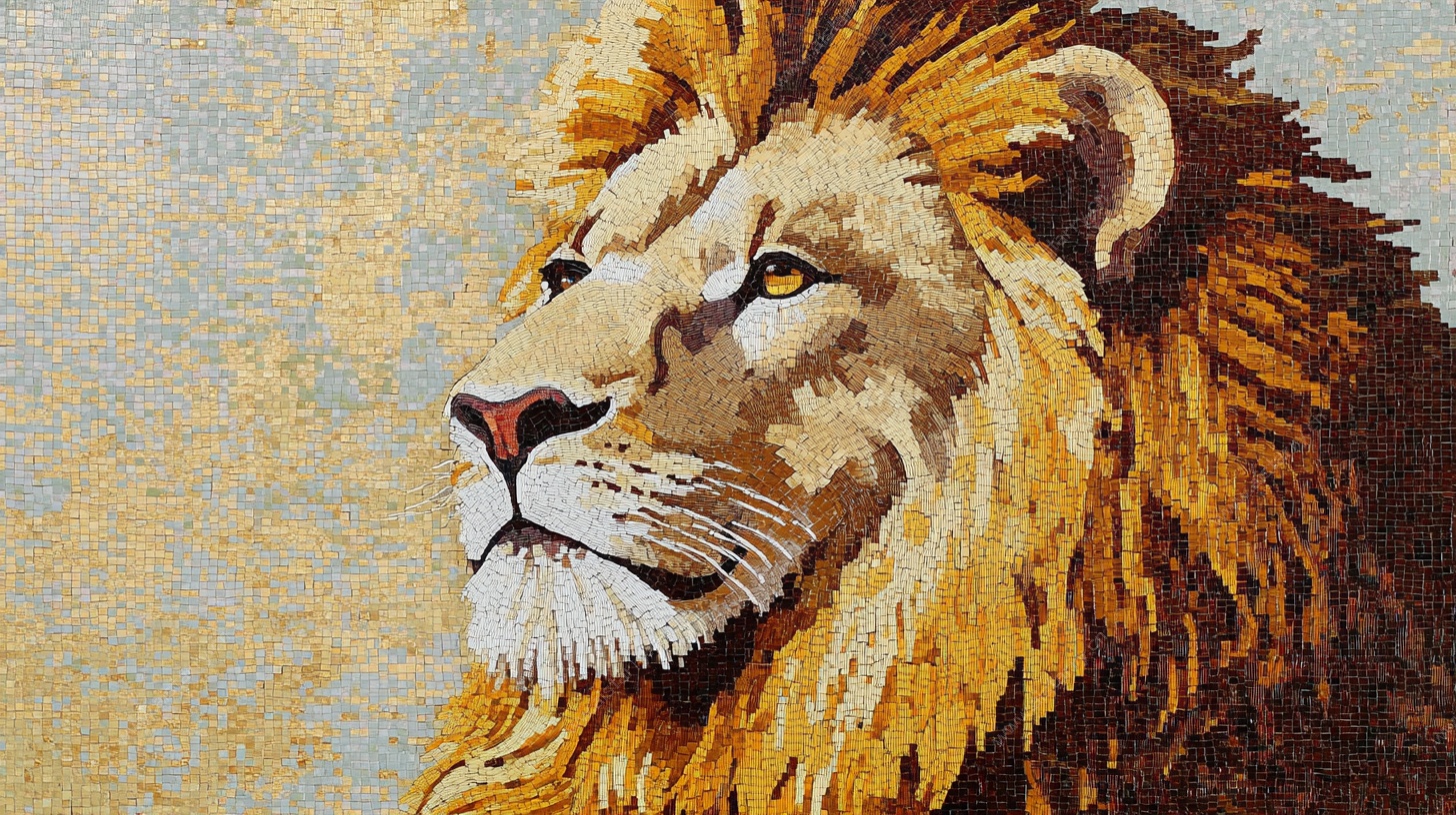 威严雄狮油画头像