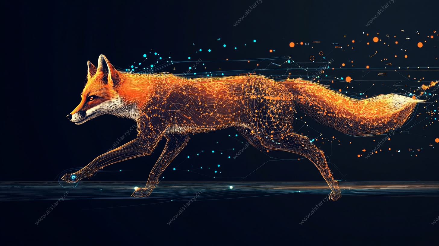 奔跑的粒子狐狸奇幻图像