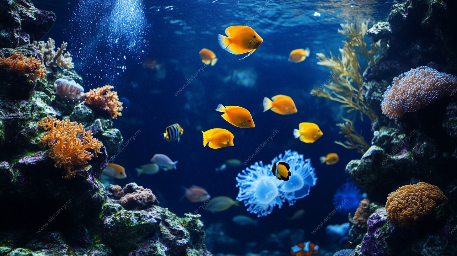 海底缤纷鱼群与珊瑚景观