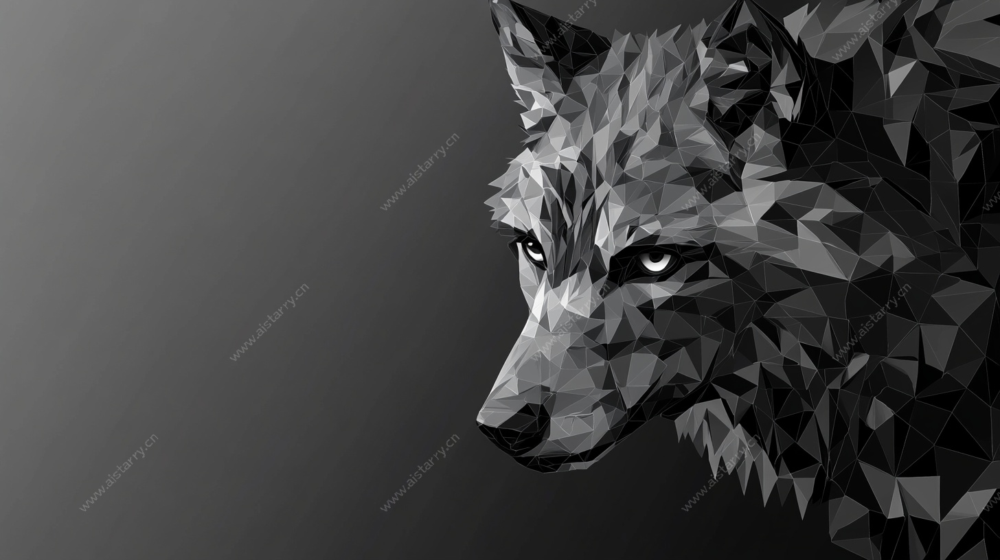 低多边形风格狼的头部特写