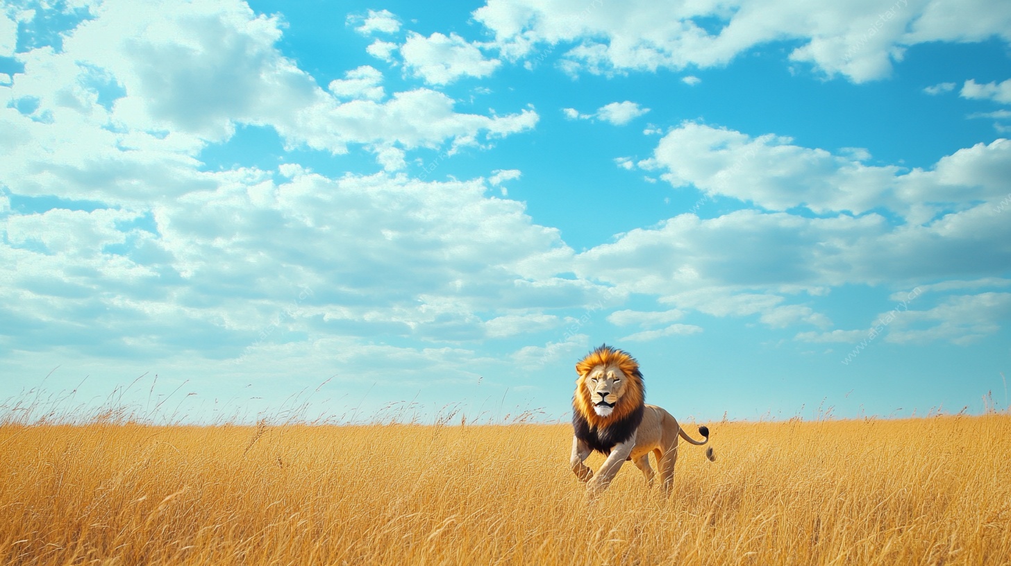 草原上奔跑的雄狮