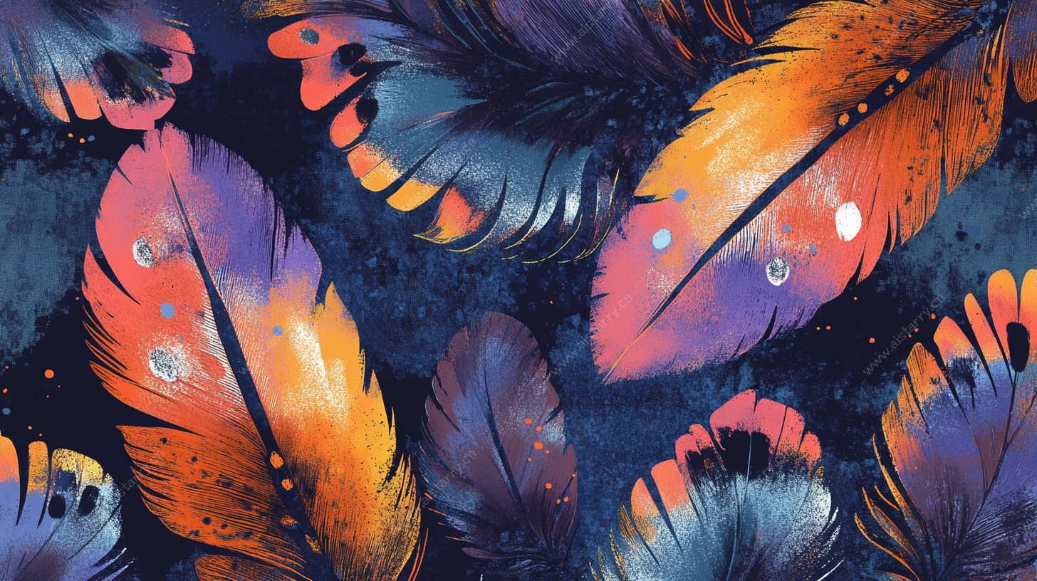 多彩梦幻羽毛图案设计