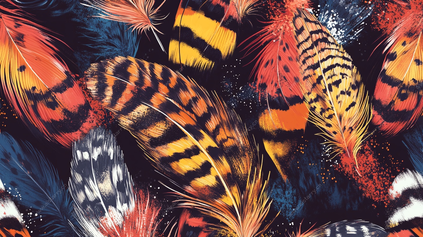 多彩羽毛图案纹理背景