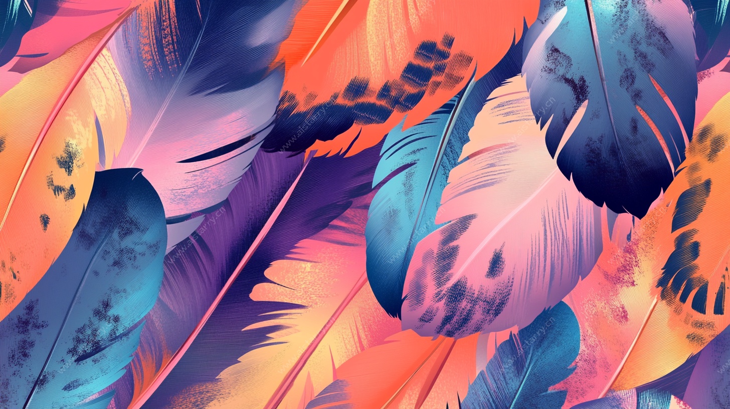 多彩羽毛图案背景