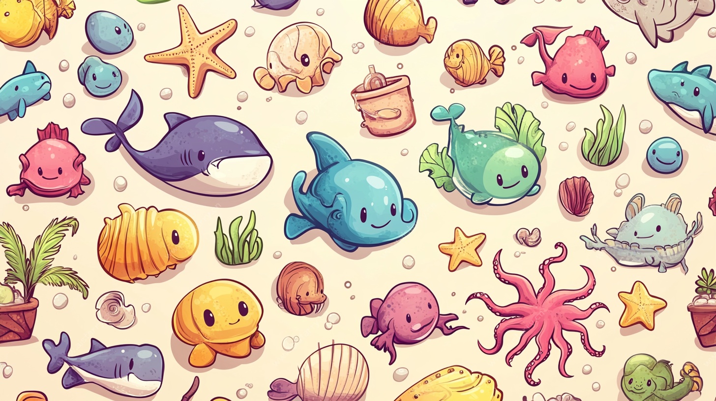 可爱海洋生物卡通图案