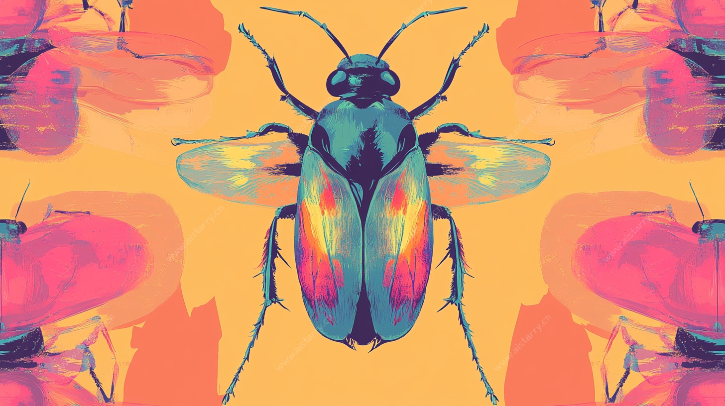 多彩甲虫插画图案