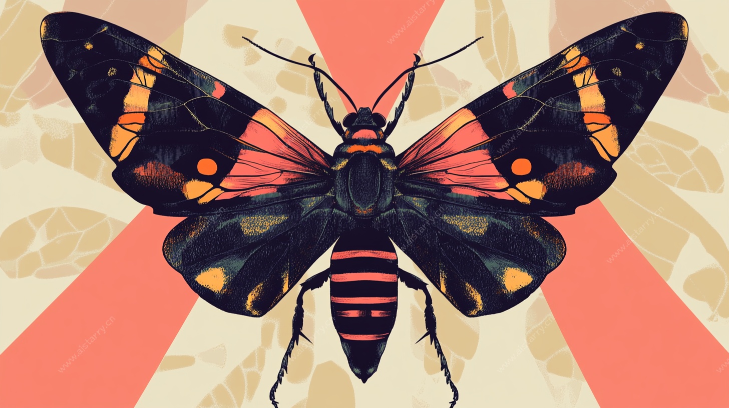 复古风蝴蝶插画图案