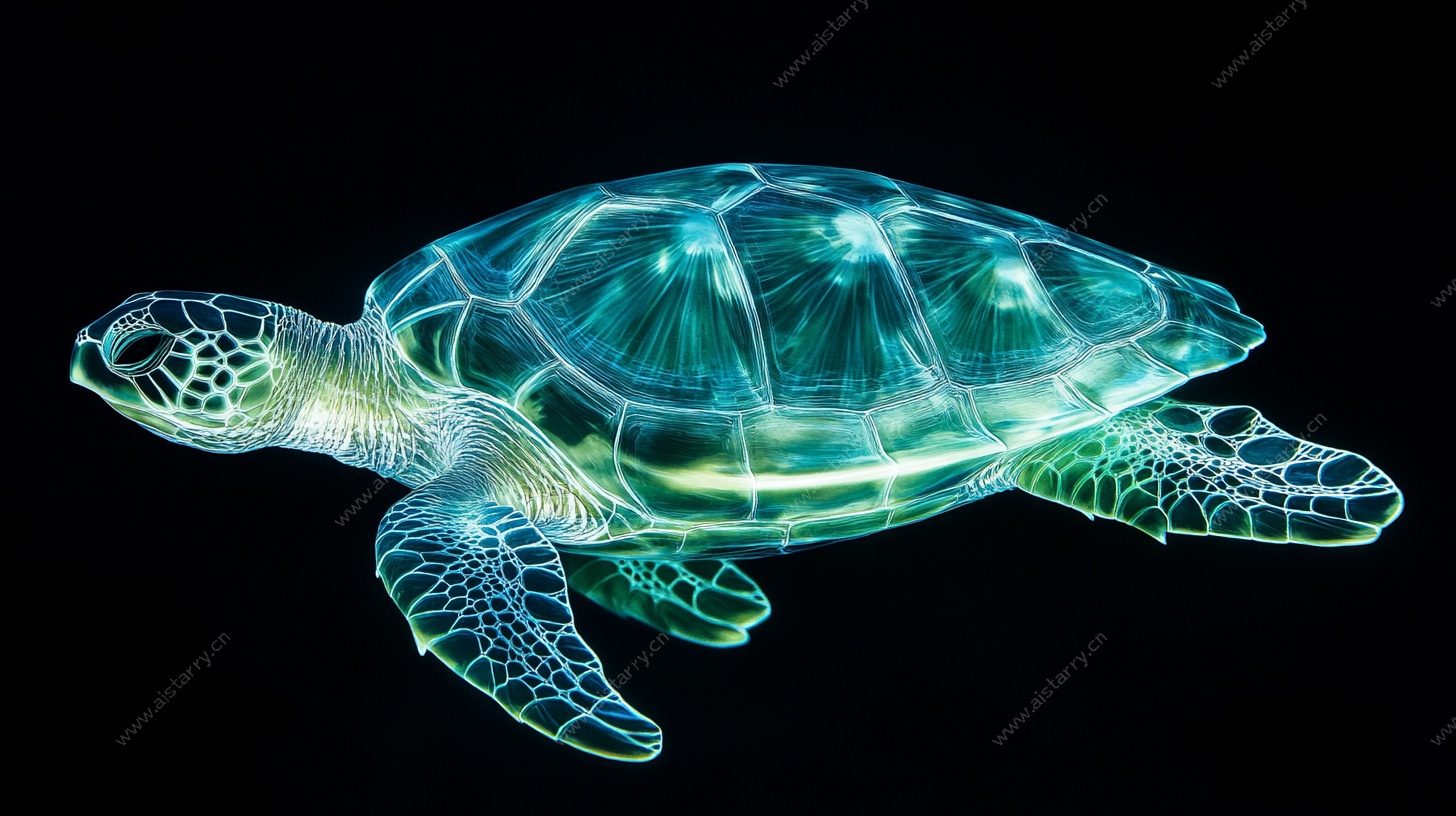 发光透明海龟艺术图像