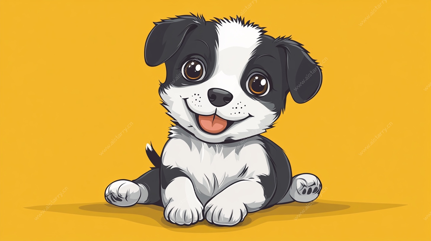 可爱黑白小狗插画