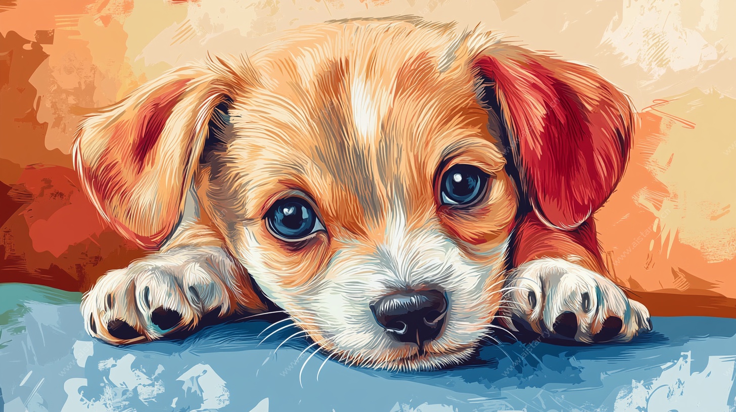 可爱趴着的小狗狗插画