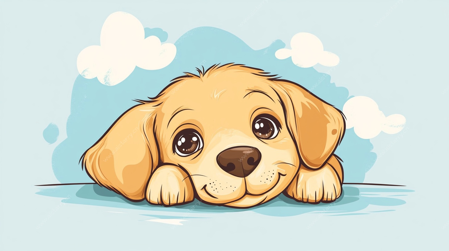 趴着的可爱小黄狗