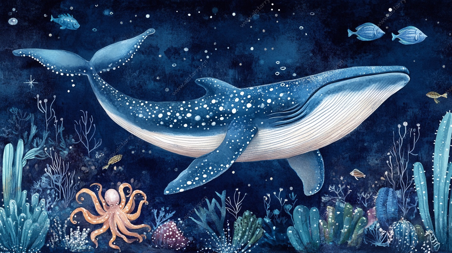 梦幻海底鲸鱼与海洋生物