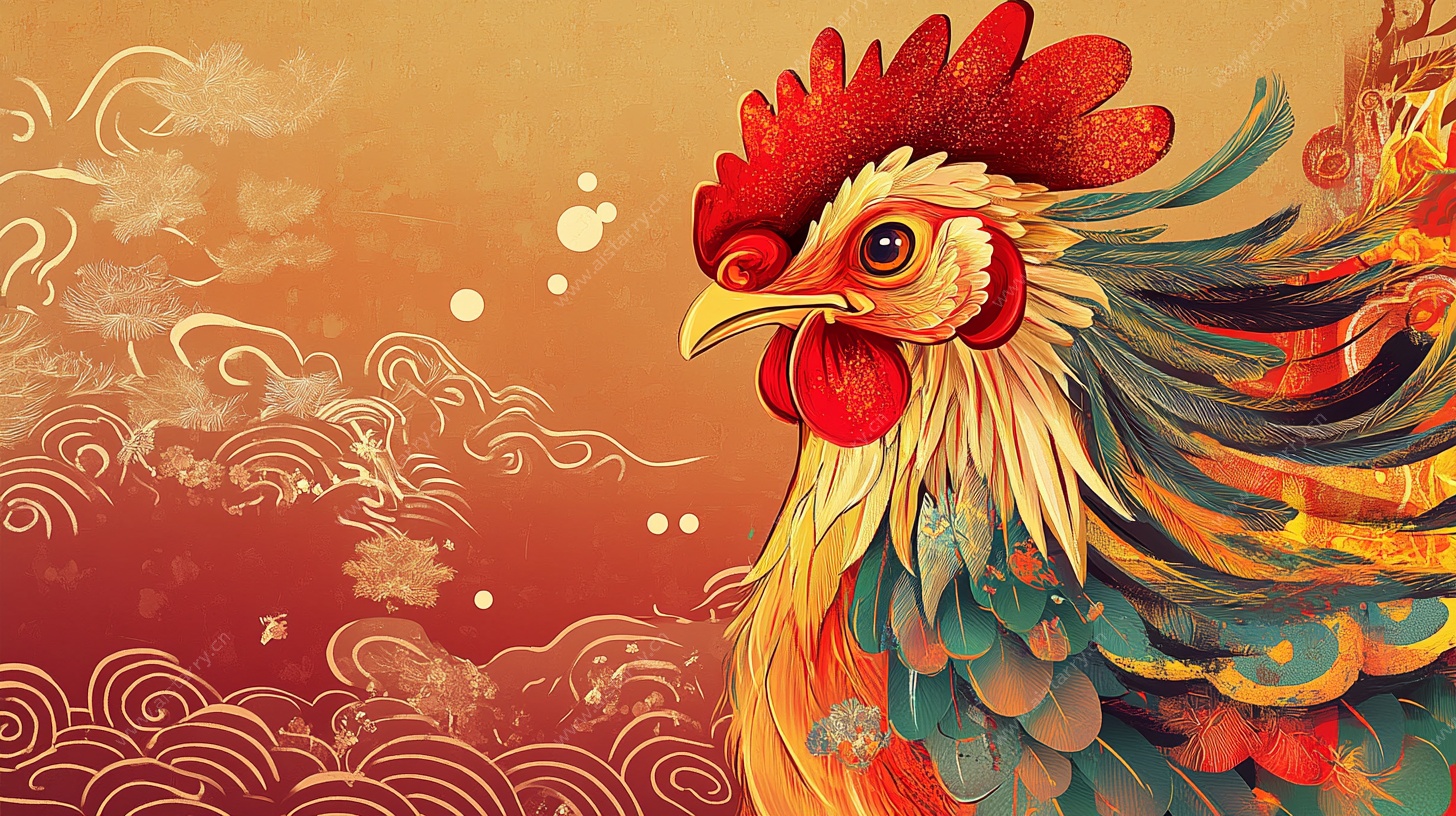 国风雄鸡插画