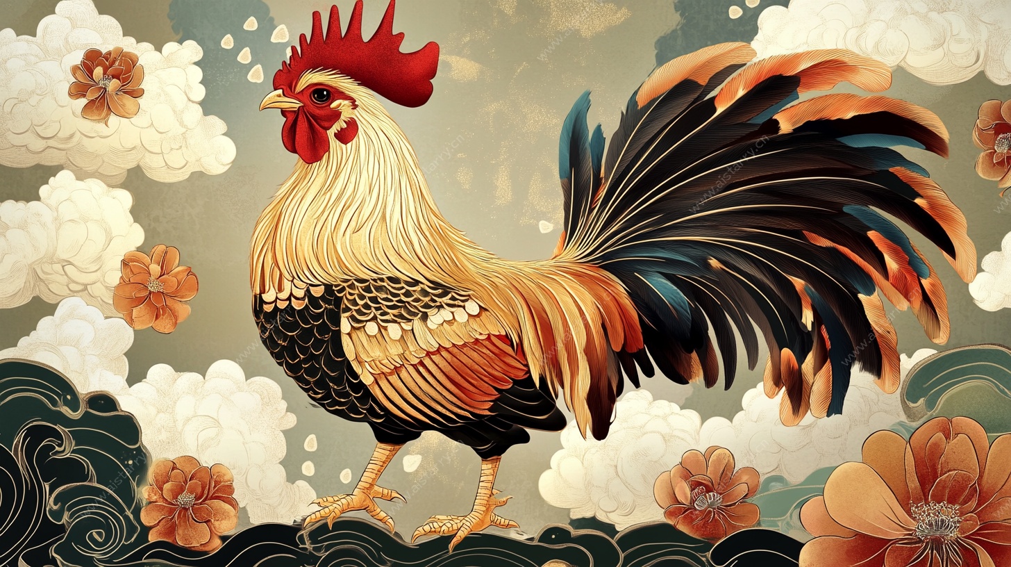 中式雄鸡图 传统祥瑞风