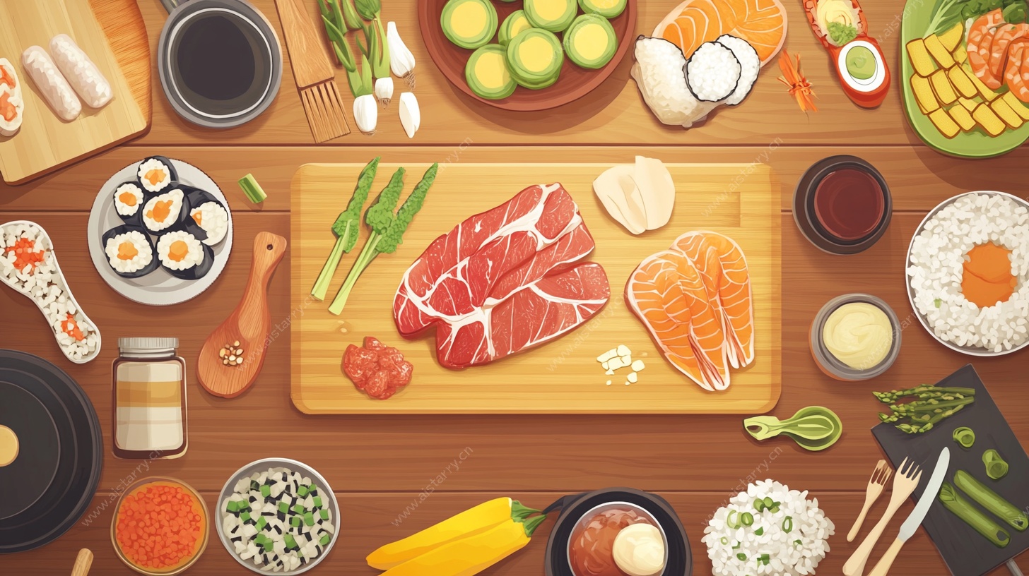 丰盛日式食材摆拍图