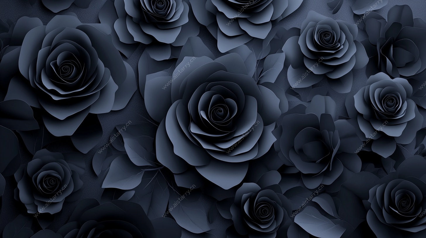 暗黑系立体黑玫瑰背景