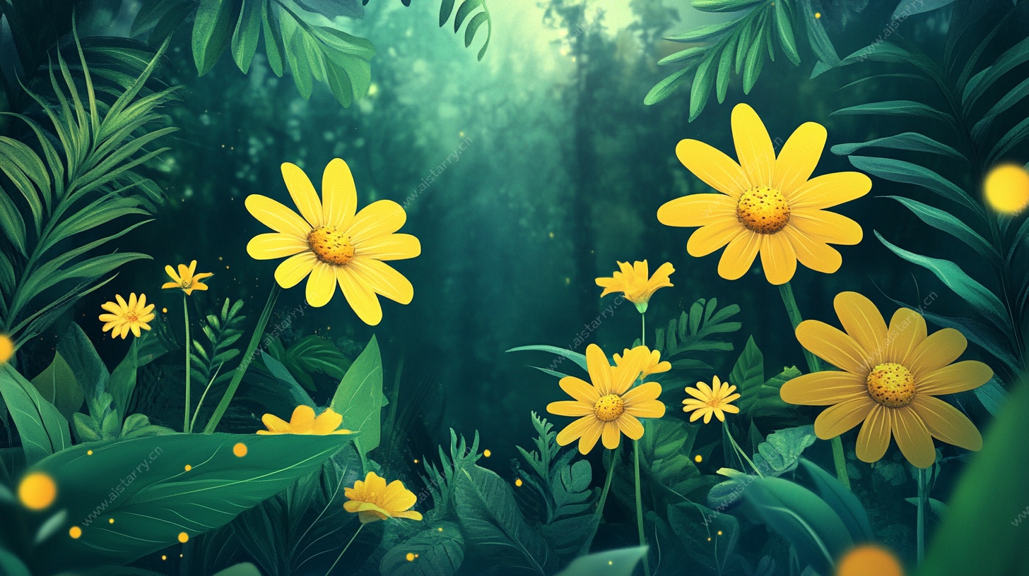 梦幻丛林中的黄色小花