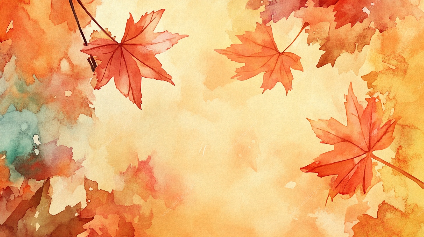 秋日枫叶水彩背景图