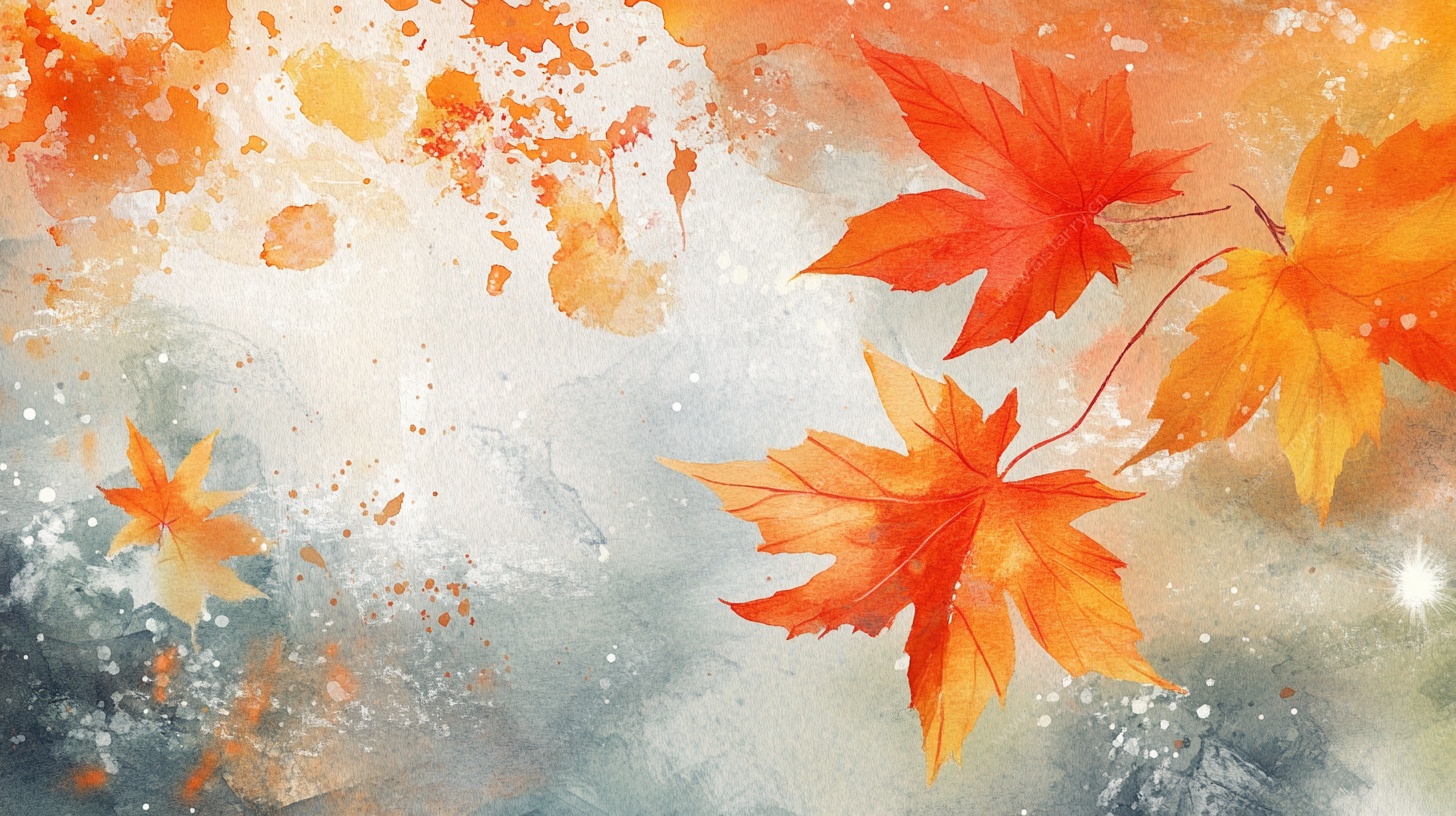 水彩风秋景枫叶图