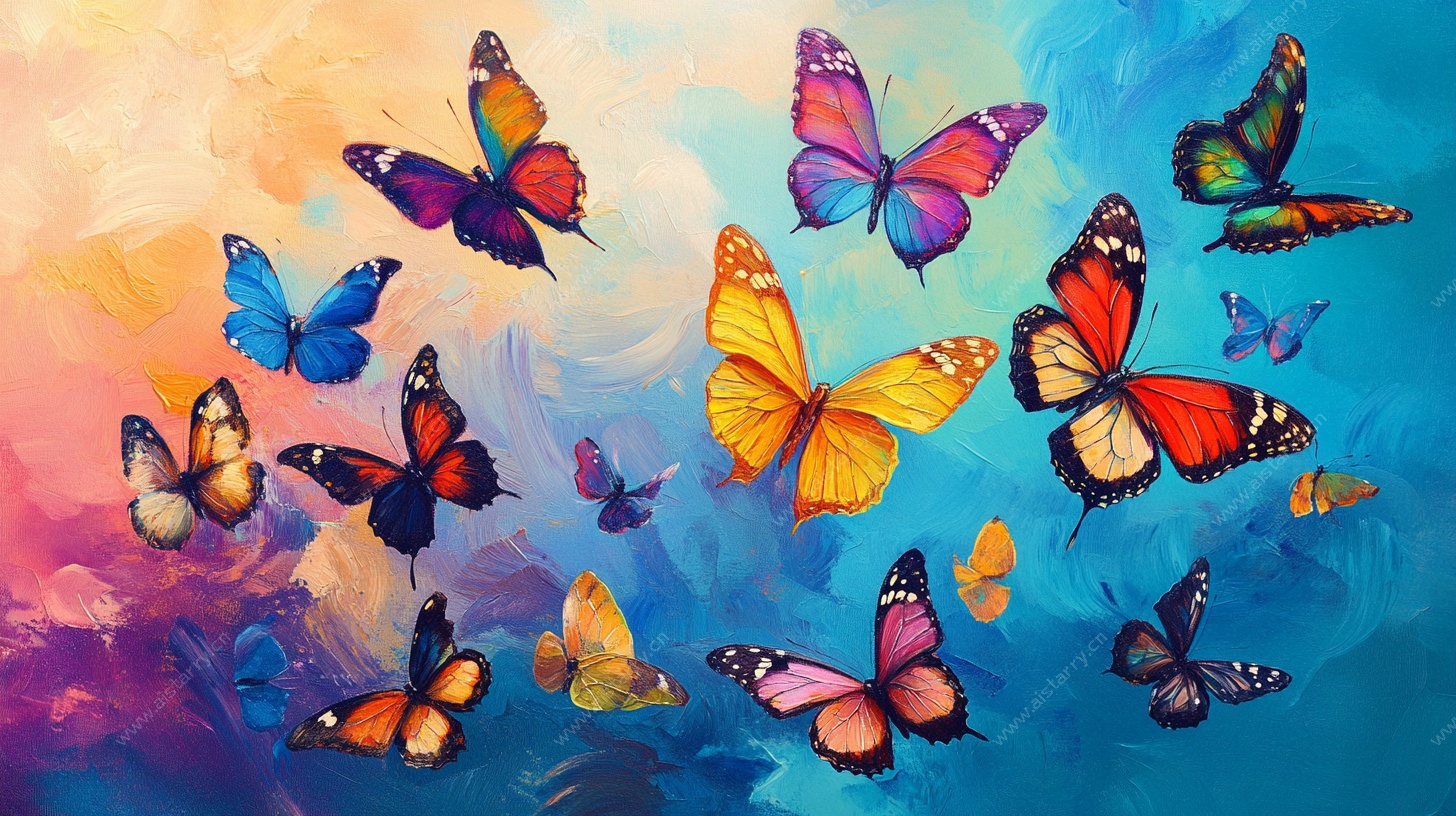 梦幻多彩蝴蝶飞舞图