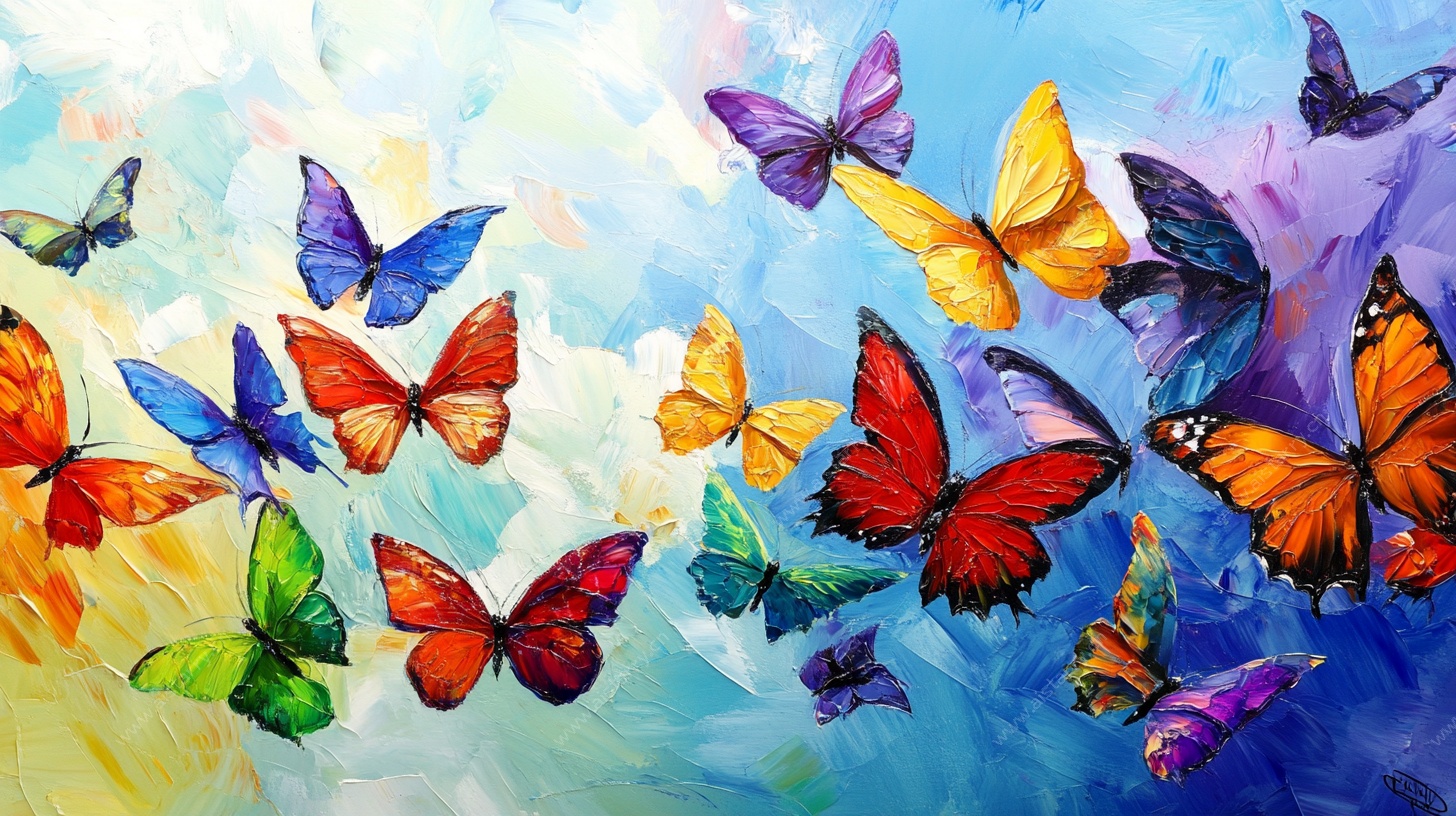 梦幻多彩蝴蝶飞舞画面