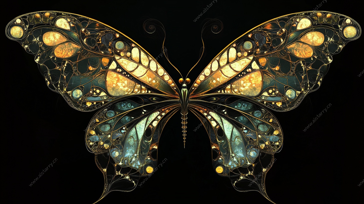 梦幻金属风蝴蝶插画