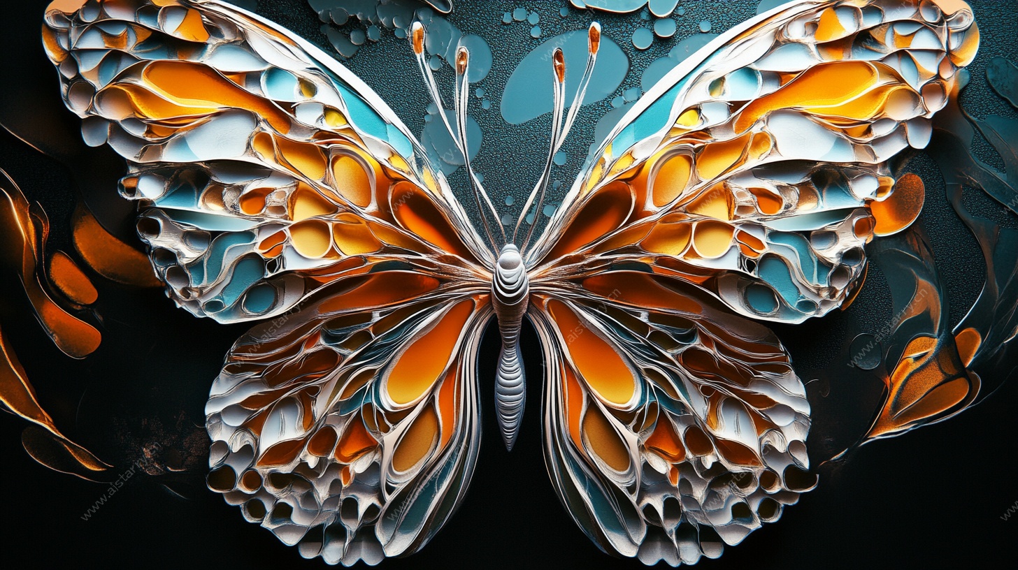 立体金属质感蝴蝶艺术图案