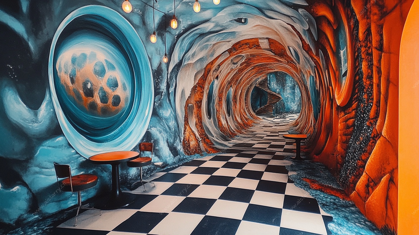 奇幻涂鸦隧道空间场景