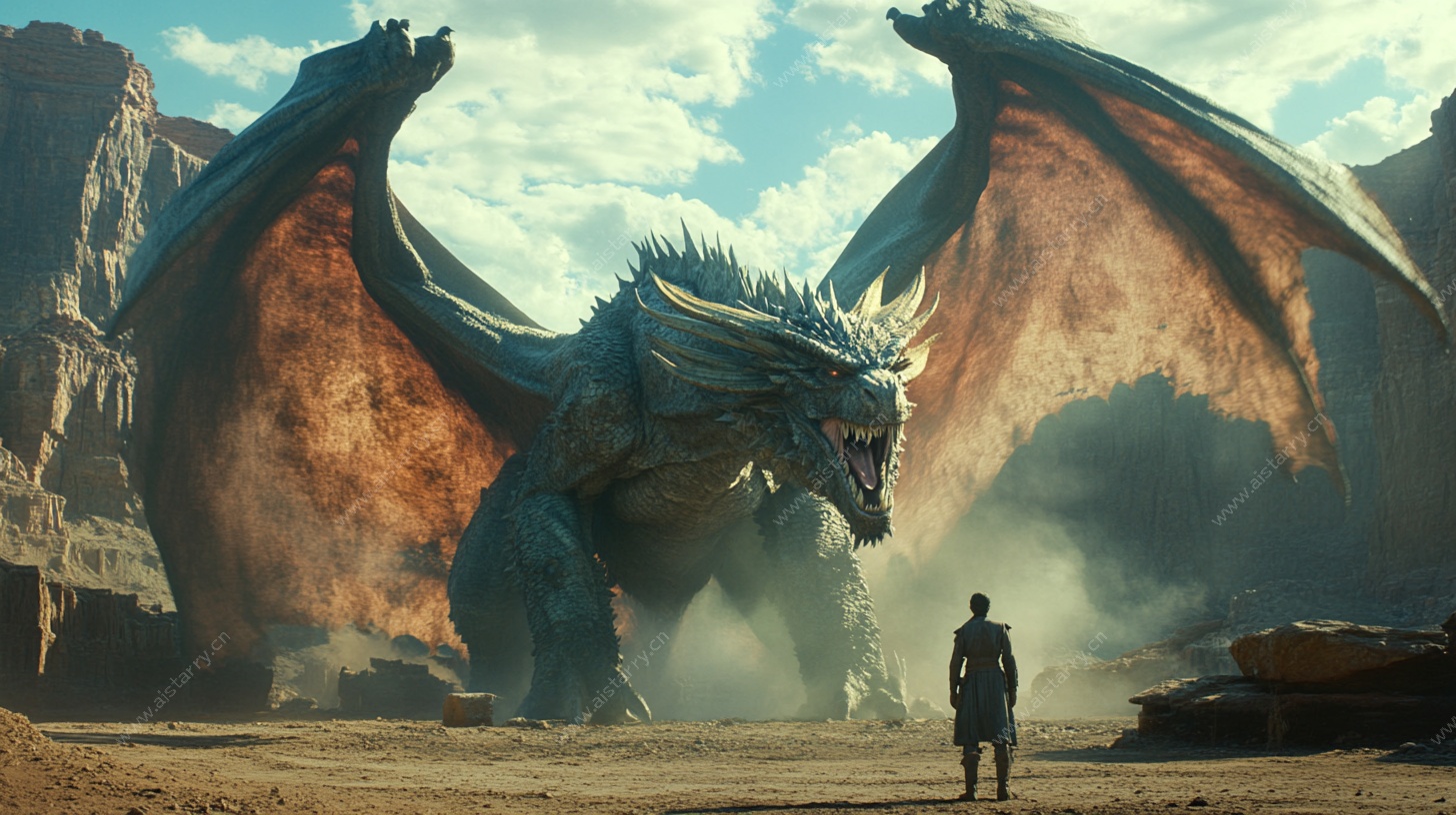 人与巨龙对峙场景