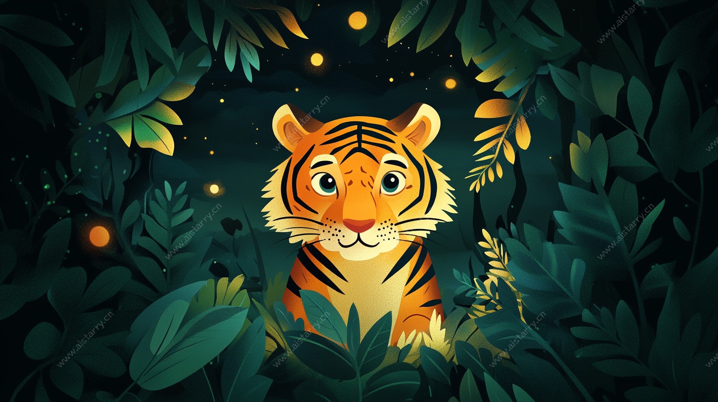 森林中的可爱小老虎