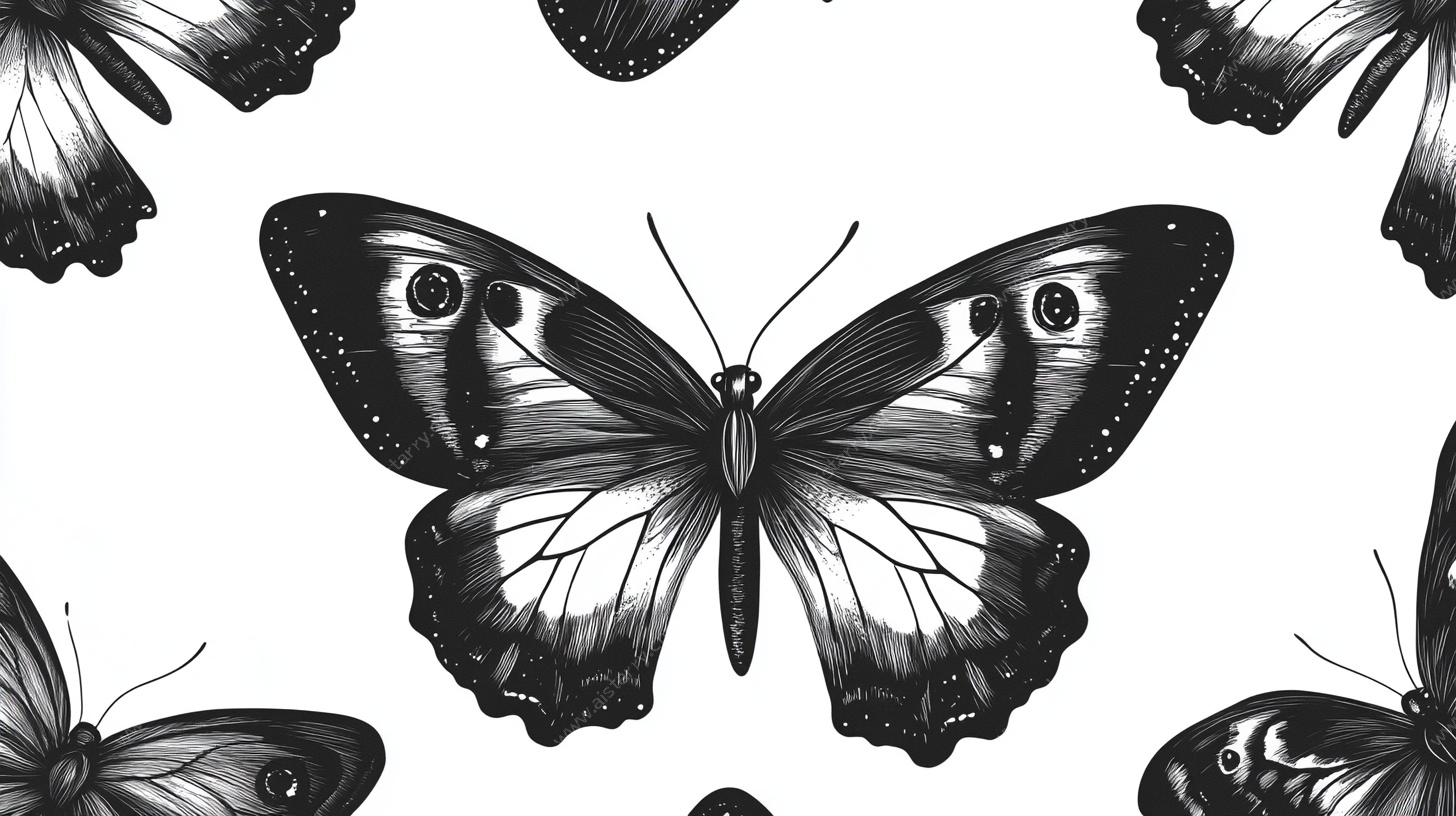 黑白蝴蝶无缝图案设计