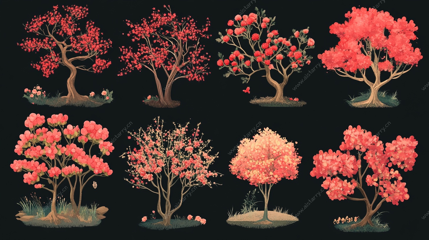 樱花树插画集合