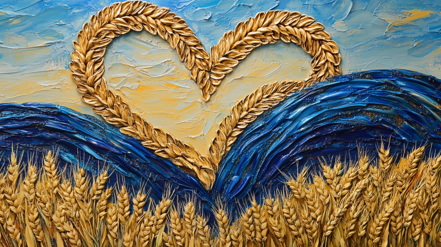 麦田心形艺术画