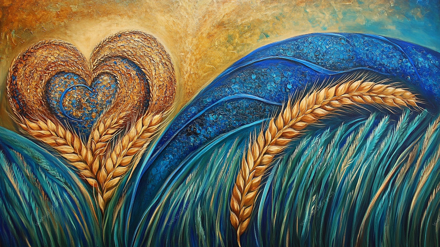 麦浪中的爱心图案