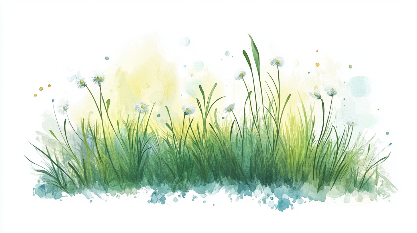 水彩绘就的清新草地