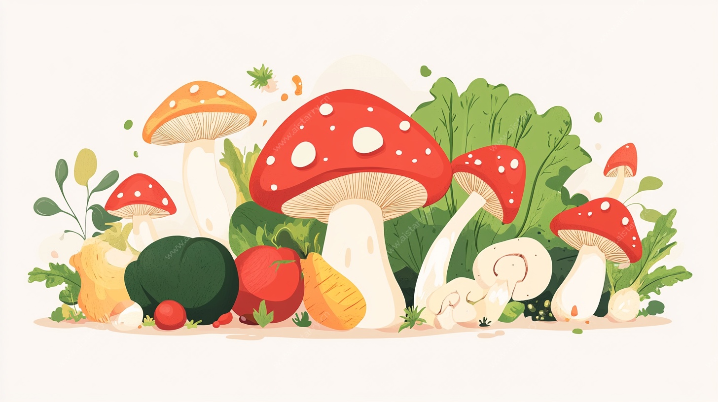 蘑菇蔬菜插画