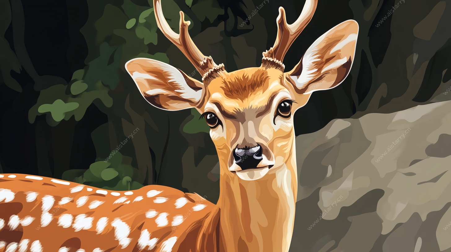 森林中的可爱梅花鹿