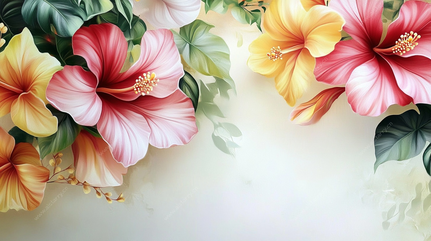 艳丽扶桑花装饰背景图