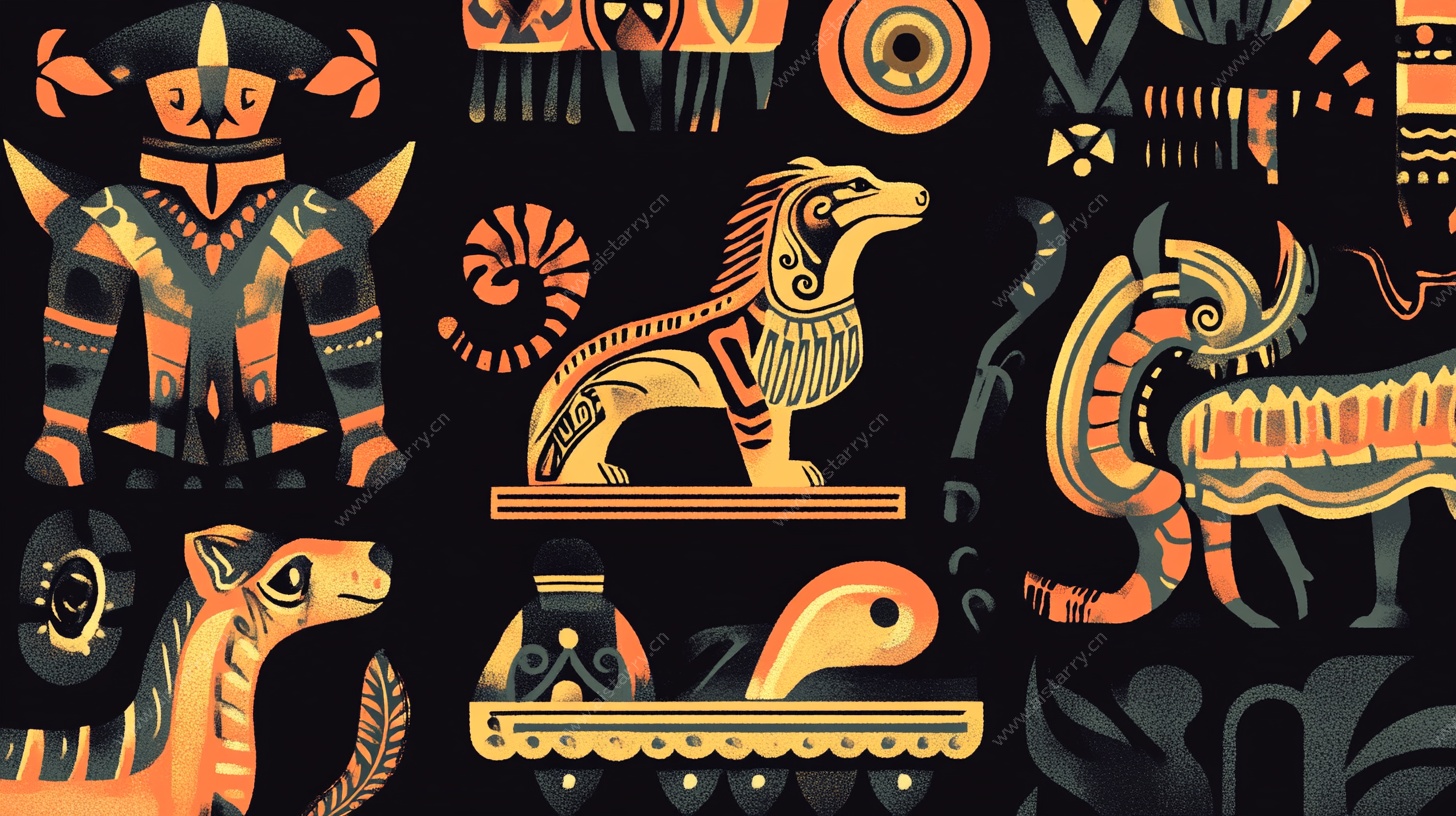 非洲风格动物几何图案