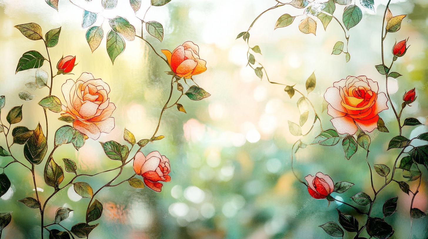梦幻蔷薇花藤背景图