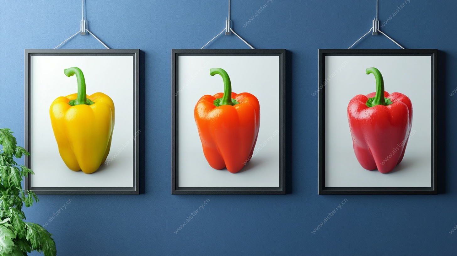 三色甜椒挂画装饰图